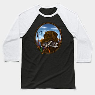 Labrador Retriever With Mallard Duck Hunting Baseball T-Shirt